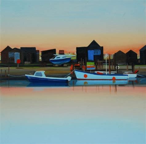 Southwold Harbour Boats Huts Blue White Boat Kate Felton