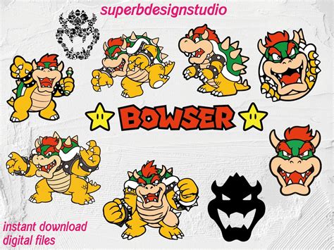 Bowser Svg Bundle Bowser Svg Bowser Png Monster Svg Super Mario Svg