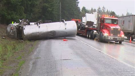 Semi Hauling Gasoline Rolls Over On I 5