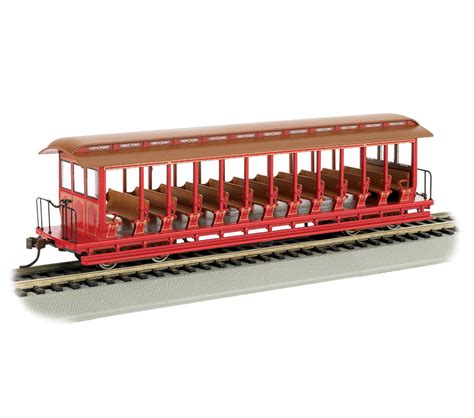 Unlettered Red Brown Jackson Sharp Open Sided Excursion Car