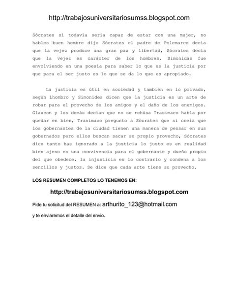 Resumen La Republica De Platon PDF