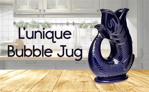 Carafe Glouglou Gluggle En Forme De Poisson Vase Pichet Bleu Cobalt