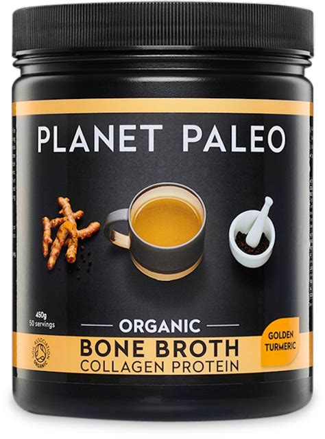 Planet Paleo Organic Bone Broth Collagen Protein Golden Turmeric 450g