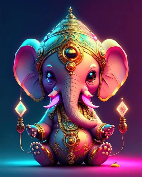 Premium Ai Image Cute Ganesha Hindu God Human Body And Elephant Head Lord Of Abundance And