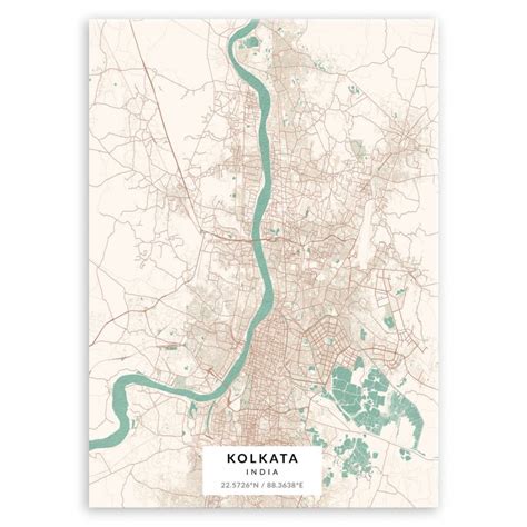 Plakat Metalowy Mapa Vintage Kolkata L Murrano