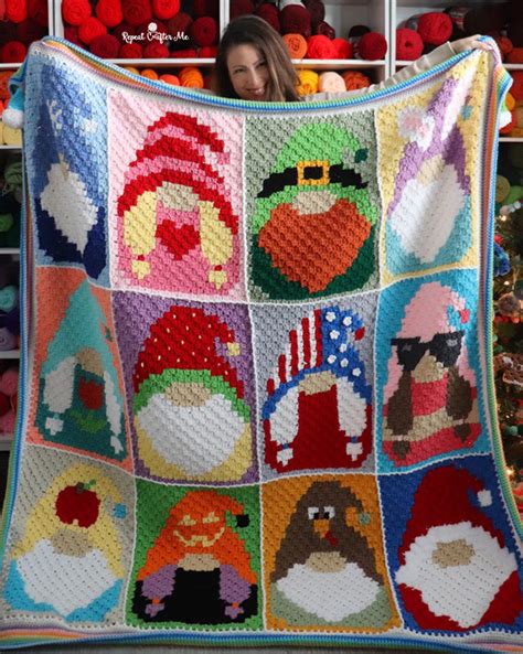 Crochet C2C Gnome Blanket Repeat Crafter Me