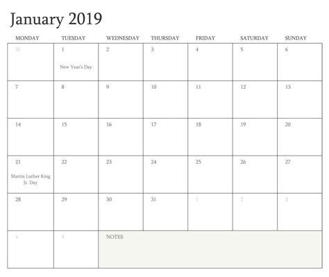 January 2020 Calendar Template Word Document With Images Monthly