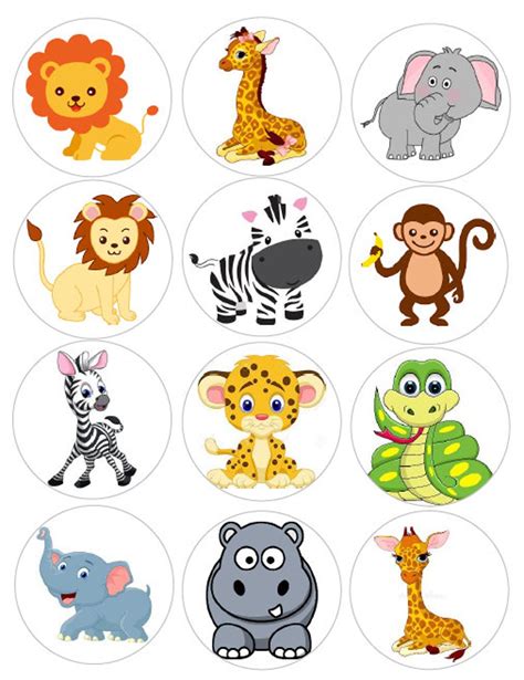 Safari Animals Edible Cupcake Toppers Jungle Party Cake | Etsy Cupcake ...