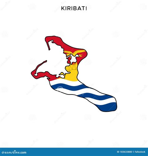 Map And Flag Of Kiribati Vector Design Template With Editable Stroke