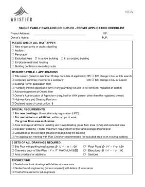 Fillable Online RMOW Residential New Permit Resort Municipality Of