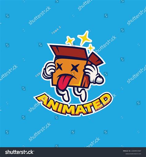 crashed box animated logo design vector stock vector royalty