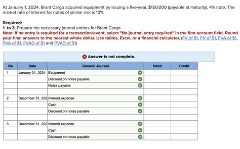 Solved At January 1 2024 Brant Cargo Acquired Equipment By Chegg