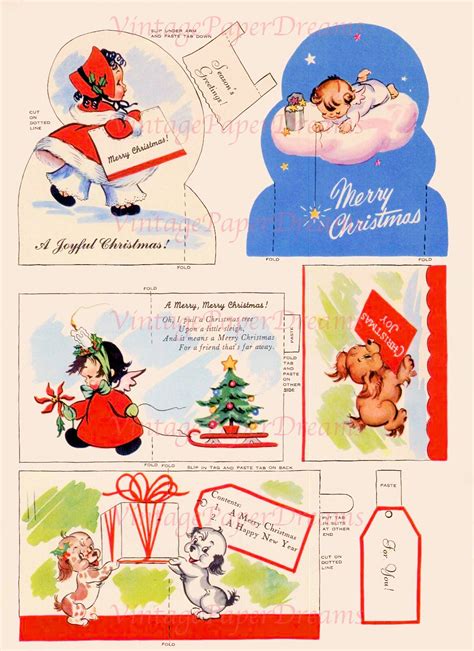 Vintage Christmas Cards Printable PDF Christmas Gift Tags Printable ...