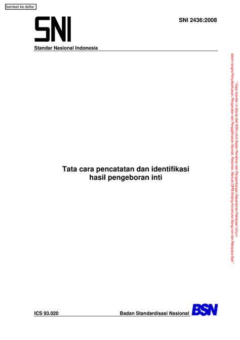 Sni Bor Inti Boring Standar Nasional Indonesia Tata Cara