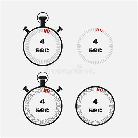 Four Seconds Clock On Gray Background. Stopwatch Icon In Flat Style ...