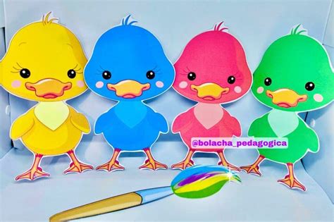 Palitoches para a música O patinho colorido Pato Desenhos de animais