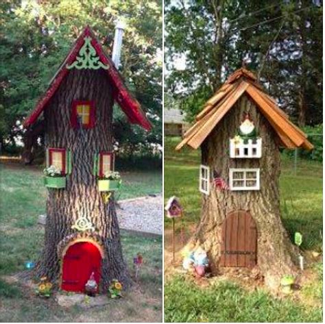 Turn Old Tree Stumps Into Gnome Houses Fairy Tree Houses Fairy