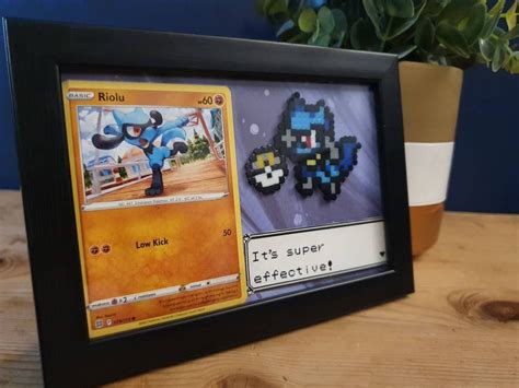 Handmade Riolu Pokémon Pixel Art Framed Picture With Tcg Card Etsy Uk