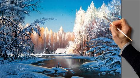 Acrylic Landscape Painting Winter Easy Art Drawing Lessons