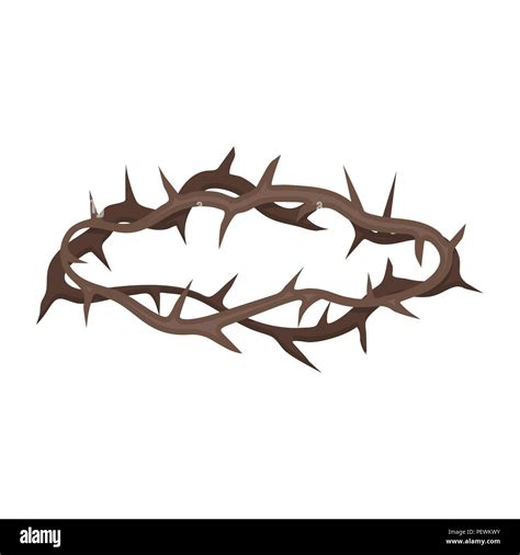 Crown Of Thorns Icon In Cartoon Style Isolated On White Background