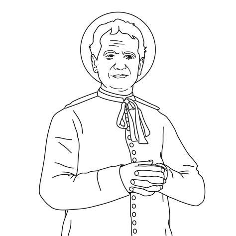 Saint John Don Bosco Vector Illustration Outline Monochrome 5490801