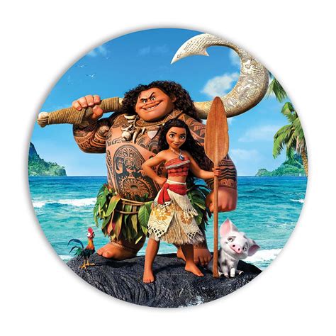 Painel Redondo em Tecido para festa aniversário veste fácil Moana na