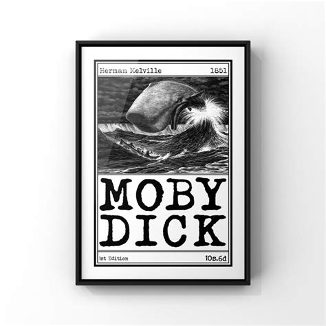 Moby Dick Or The Whale Book Cover Art Illustration Poster Etsy