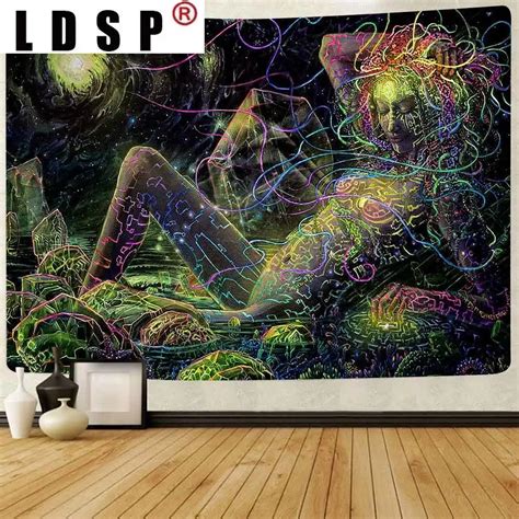 Ldsp Tapestry Abstract Psychedelic Naked Girl Hippe Flower Art Wall