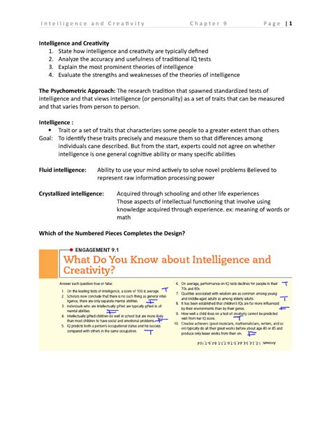 Chapter 9 Intelligence And Creativity 1 State How Intelligence And