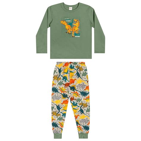 Conjunto Pijama Infantil Masculino Dino Elian Mundo Larabi