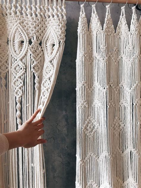 Boho Hand Woven Macrame Cotton Door Curtain Tapestry Wall Hanging