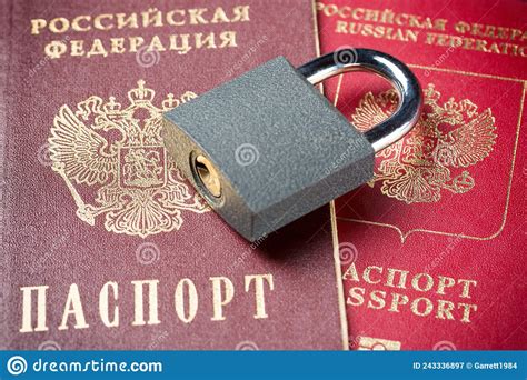 Russia Sanctions And Ukraine War Concept Russian Federation Passports