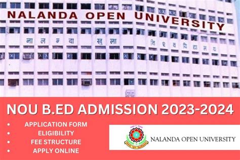 Nou B Ed Admission 2023 24 Nalanda Open University Application Form