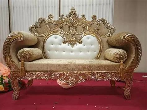 Wooden Antique Golden Maharaja Brass Metal Sofa Set For Weddings At Rs