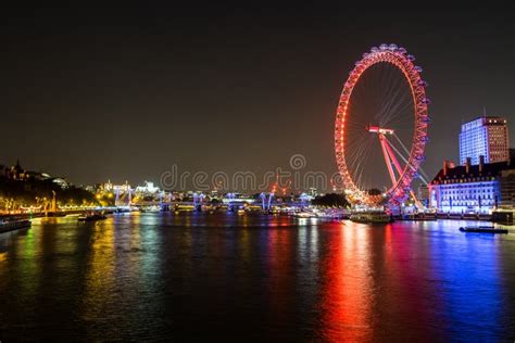 London Eye And River Thames At Night Editorial Photo Image Of