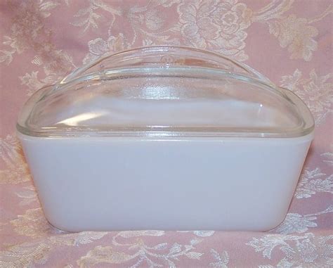 Milk Glass Refrigerator Glass Dish, Loaf Pan w Lid