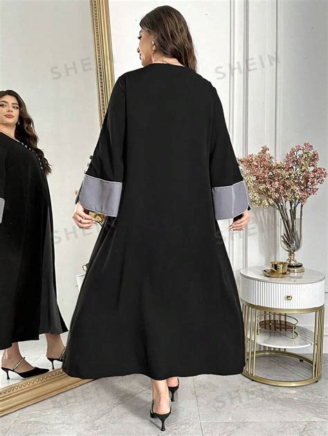 SHEIN Najma Vestido Abaya de Estilo Árabe Decoração de Botões em