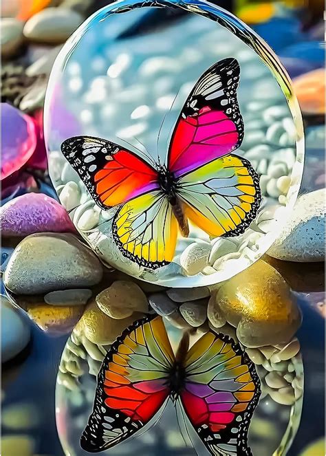 Qenspe D Diamond Painting Colorful Butterfly Diamond Art Kits For