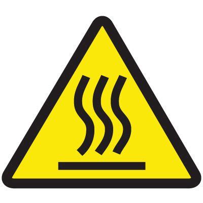 Iso Warning Symbol Labels Heated Hot Surface Hazard Emedco