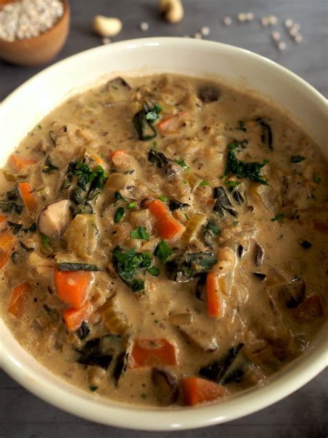 Creamy Mushroom Barley Soup With Kale The Vegan Soprano