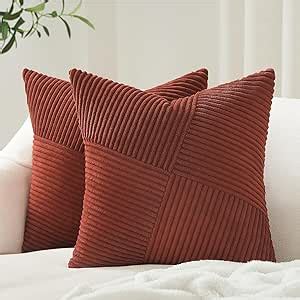 Amazon Topfinel Set Of 2 Rust Decorative Throw Pillow Covers 16x16