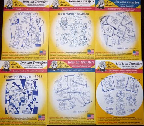 LOT Brand New Aunt Martha S Hot Iron Embroidery Transfer Pattern Towels