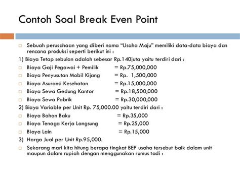 Kumpulan 10 Contoh Soal Bep Unit Dan Jawabannya Serta Grafiknya