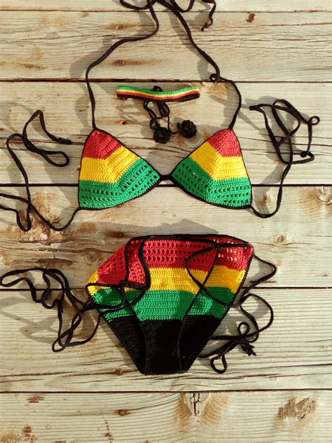 Crochet Bikini Set Rasta Crochet Bikini Red Yellow Green Etsy