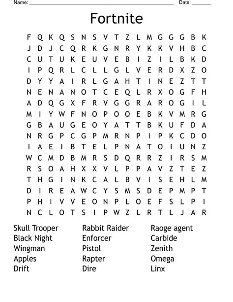 Fortnite Word Search Wordmint