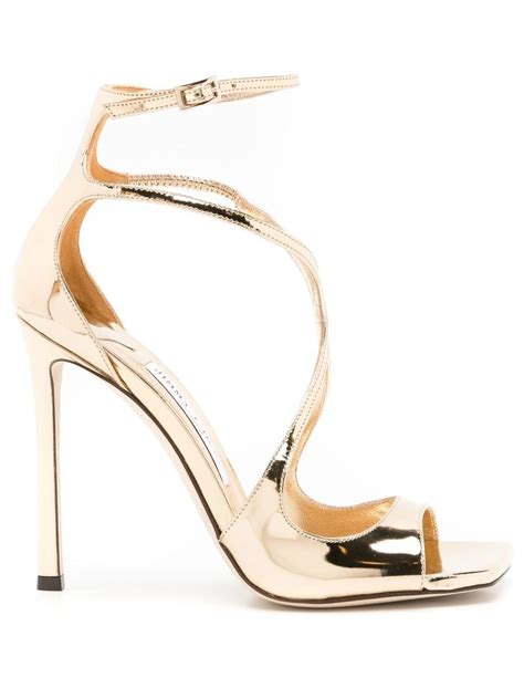 Jimmy Choo Azia 110mm Metallic Sandals Gold FARFETCH