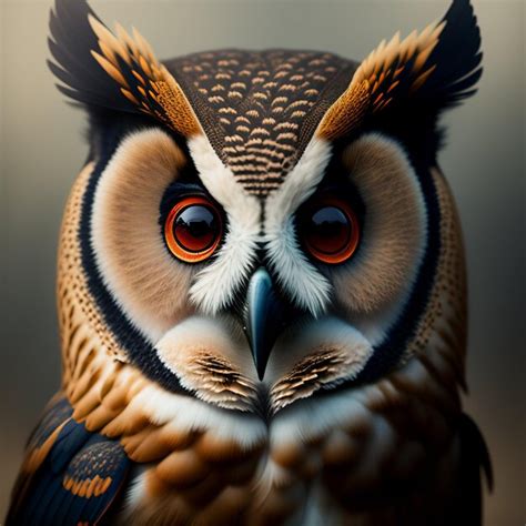 Premium Ai Image A Close Up Of A Owl With Red Eyes And Black And