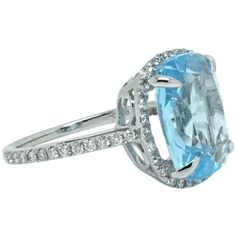 18 Karat White Gold 75 Carat Cushion Cut London Blue Topaz And Diamond