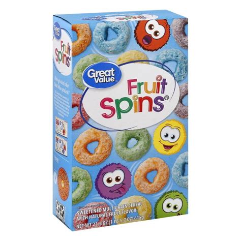 Great Value Fruit Spins Sweetened Multigrain Cereal 217 Oz Walmart