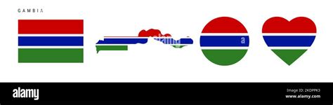 Gambia Flag Icon Set Gambian Pennant In Official Colors And